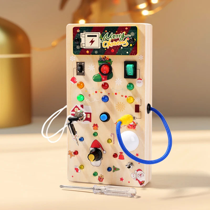Kids Early Education Toys Electronic Led Light Baby Wooden Sensory Busy Board Montessori For Toddler Christmas Gifts
