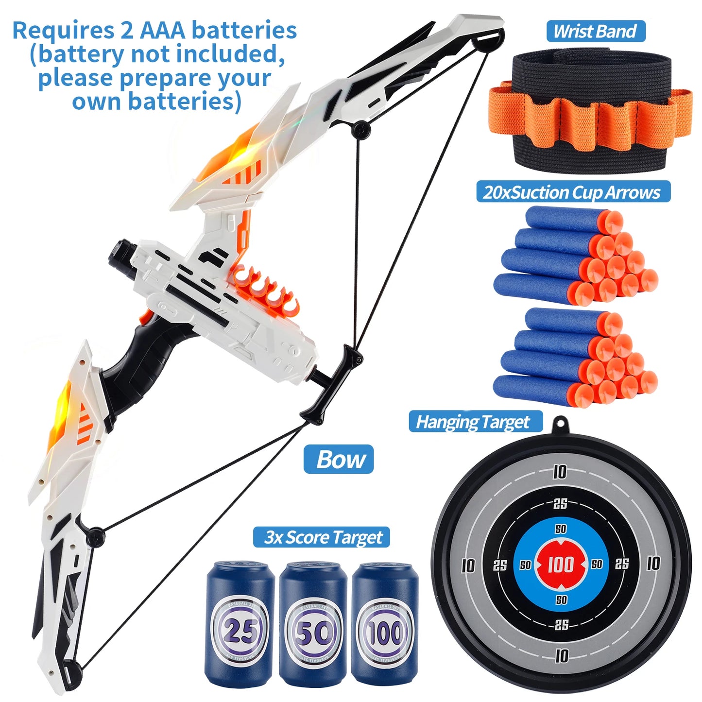 Kids Soft Dart Archery Set with LED Lights Indoor Outdoor Sports Gift for Boys And Girls. Halloween Christmas Thanksgiving