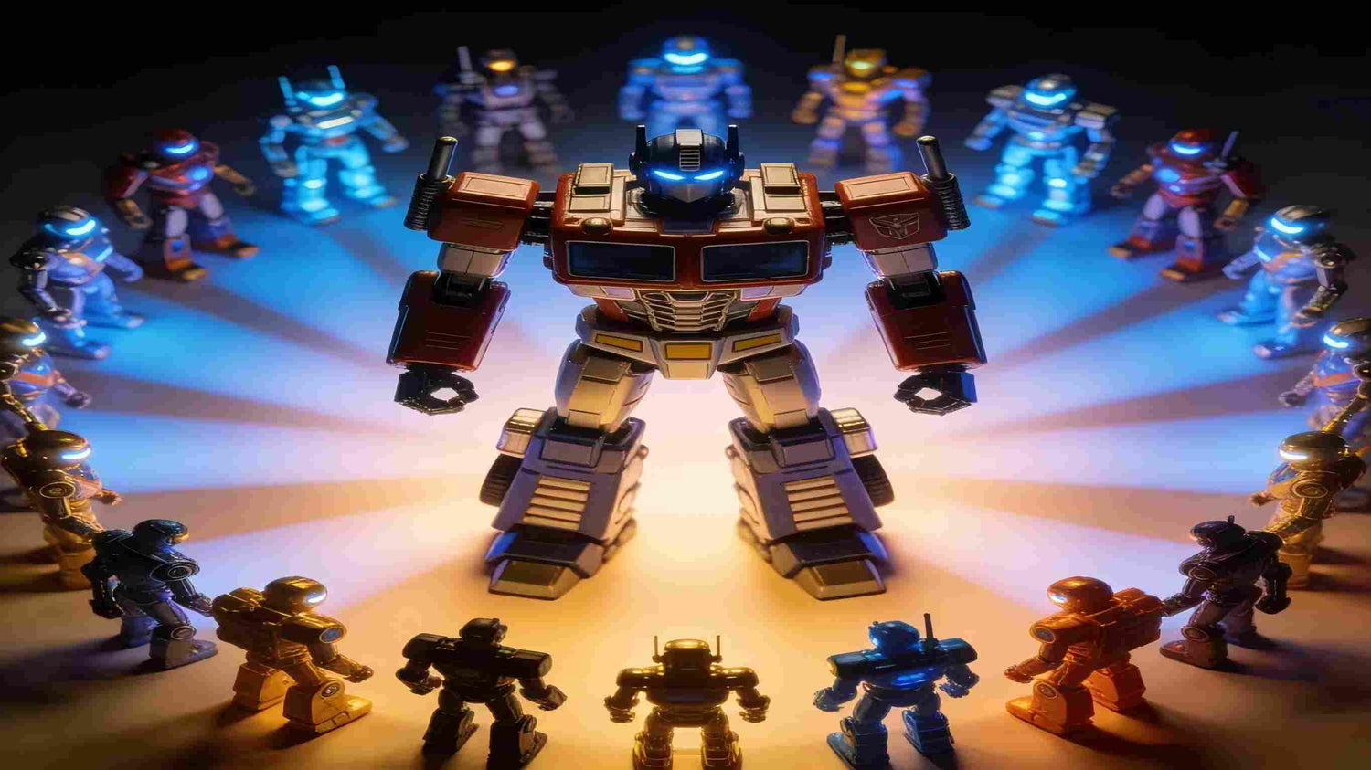 Assorted transforming toys: car robots, animal bots and action figures