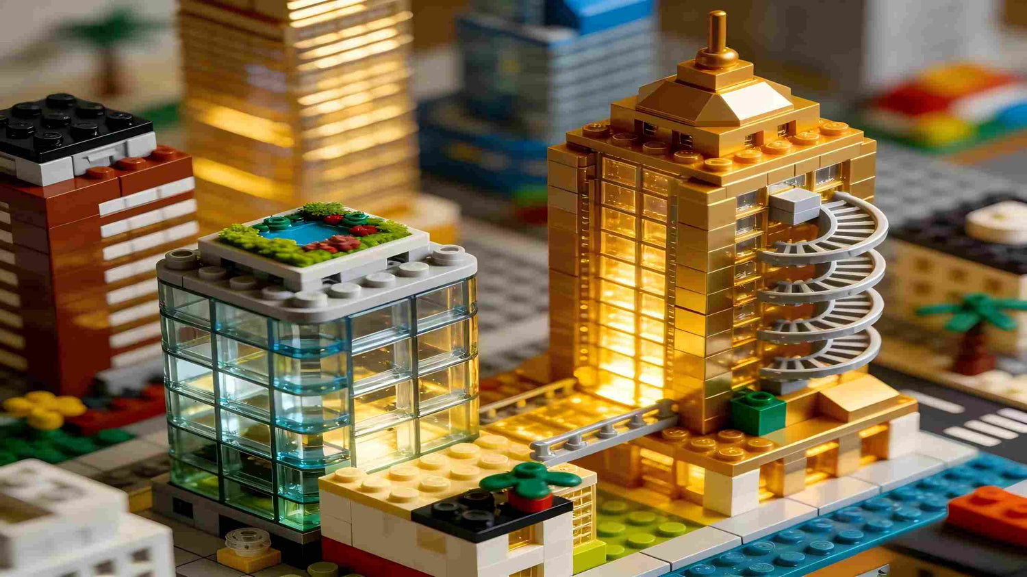 Assorted construction toys: wooden blocks, magnetic tiles and building bricks