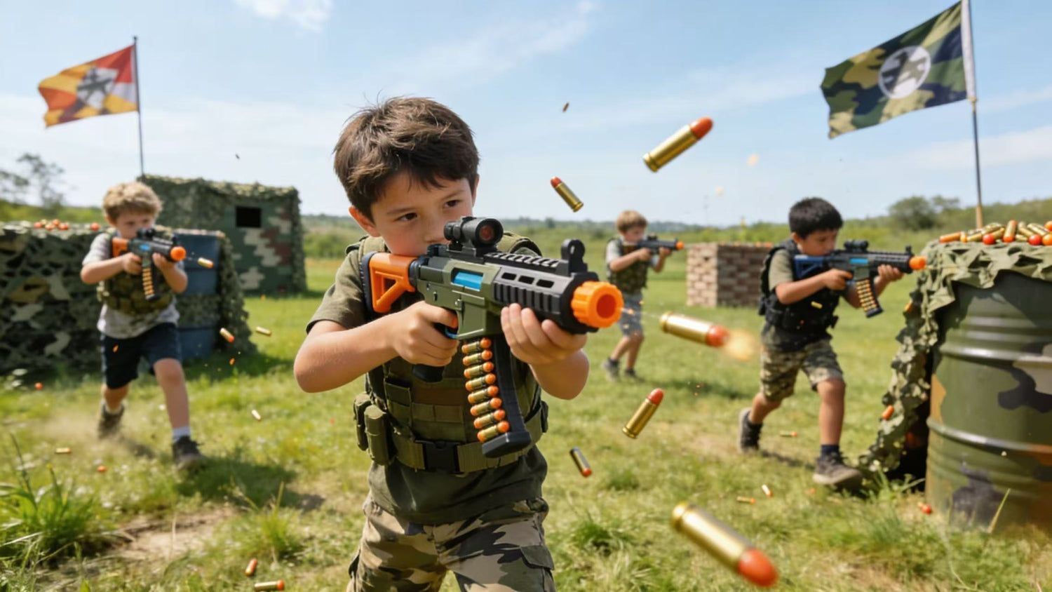 Outdoor toys for kids, featuring backyard games, sports equipment, water toys, and active play sets for summer fun and exercise.