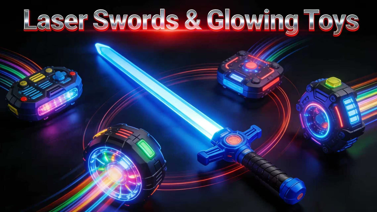 Glowing laser sword toys for kids, featuring light-up blades and sound effects. Perfect for Jedi battles, cosplay, and night play