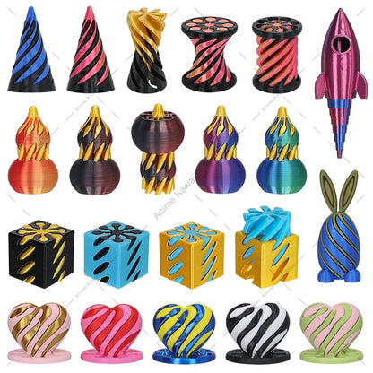 3D Printed Spiral Cone Toy Impossible Pyramid Passthrough Sculpture Pass Through Pyramid Toy Mini Vortex Thread Illusion