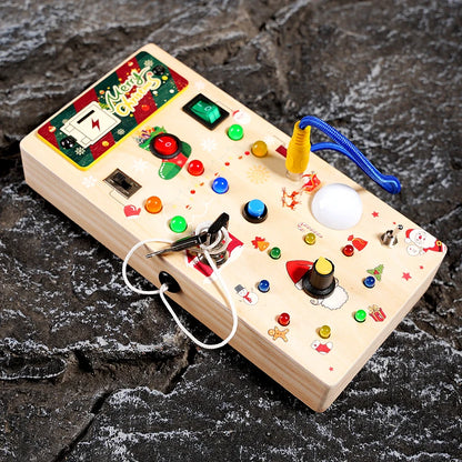 Kids Early Education Toys Electronic Led Light Baby Wooden Sensory Busy Board Montessori  For Toddler Christmas Gifts
