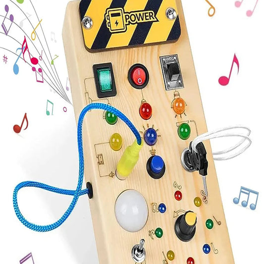 Kids Early Education Toys Electronic Led Light Baby Wooden Sensory Busy Board Montessori  For Toddler Christmas Gifts