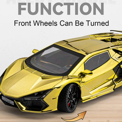 1:24 Scale REVUELTO Miniature Model Toy Sports Cars Alloy Diecast Supercars Sound Light Doors Opened Pull Back for Kids Gifts